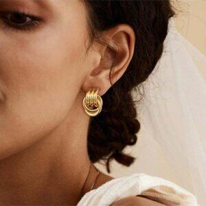 Triple Hoop Drop Earrings | 18K Gold Filled